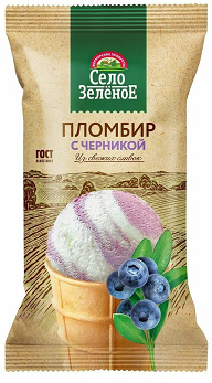 Фотогрфия БЗМЖ Мороженое Село зеленое ваф стакан с черникой 70г - Market#22