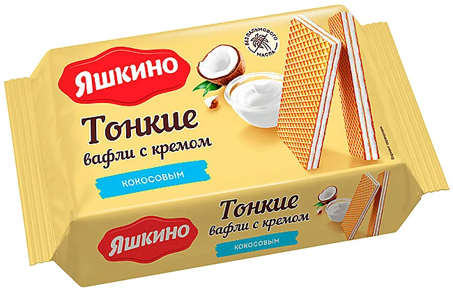 Фотогрфия Вафли тонкие с кокосовым кремом 144г Яшкино - Market#22