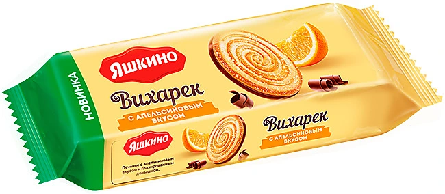 Фотогрфия Печенье сахарное глазированное Вихарек с апельсиновым вкусом 155г Яшкино - Market#22