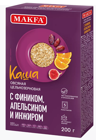 Фотогрфия Каша Овсяная с фиником,апельсином и инжиром 5х40г Макфа - Market#22