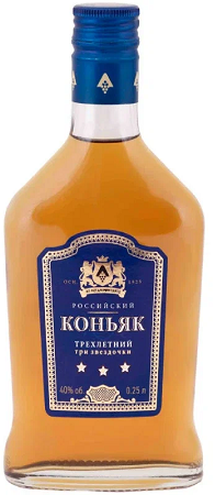 Фотогрфия Коньяк трехлетний "ТРИ ЗВЕЗДОЧКИ" 40% 0,25л - Market#22