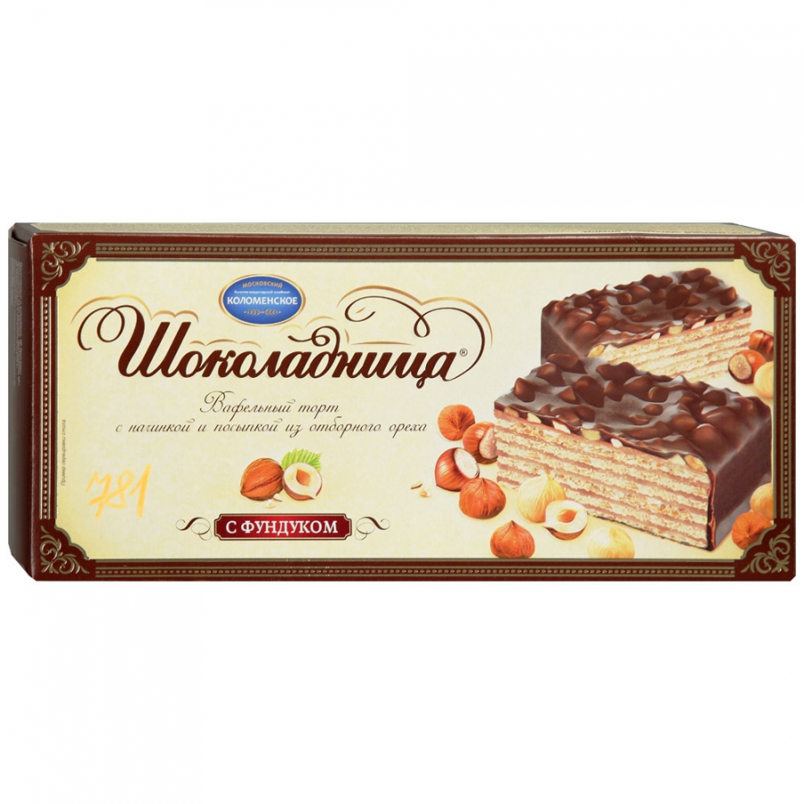 Фотогрфия Торт Вафельный Шоколадница с фундуком 230г Коломенское - Market#22