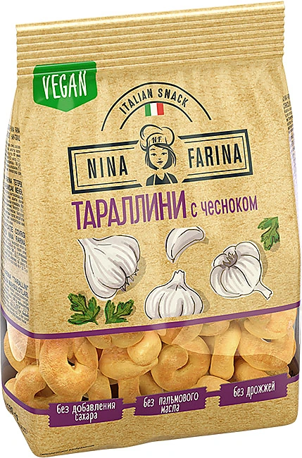 Фотогрфия Тараллини Nina Farina с чесноком 180г  - Market#22