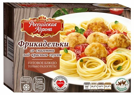 Фотогрфия Фрикадельки со спагетти под соусом 300г Российская Корона - Market#22