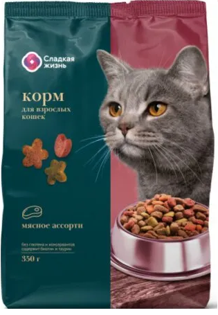 Фотогрфия Корм для кошек сухой Сладкая жизнь 350г в ассорт. - Market#22