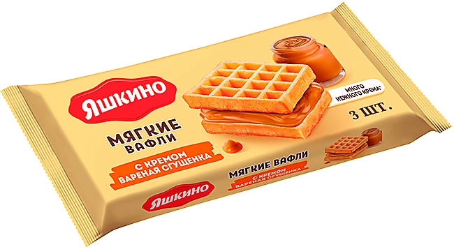 Фотогрфия Мягкие вафли с кремом вареная сгущенка 120г Яшкино - Market#22