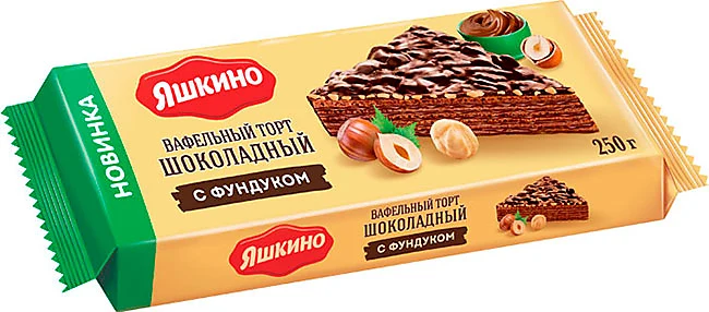 Фотогрфия Торт Вафельный шоколадный с фундуком 250г Яшкино - Market#22