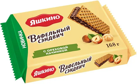 Фотогрфия Вафельный сэндвич с ореховой начинкой 168 г Яшкино - Market#22