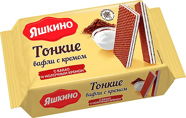 Фотогрфия Вафли тонкие с молочным кремом 144г Яшкино - Market#22