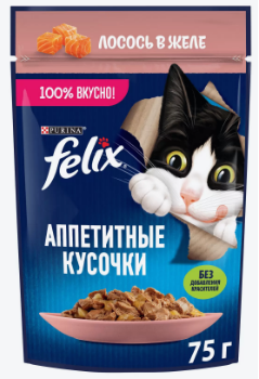 Фотогрфия Корм для кошек Феликс Лосось  в желе 75г - Market#22