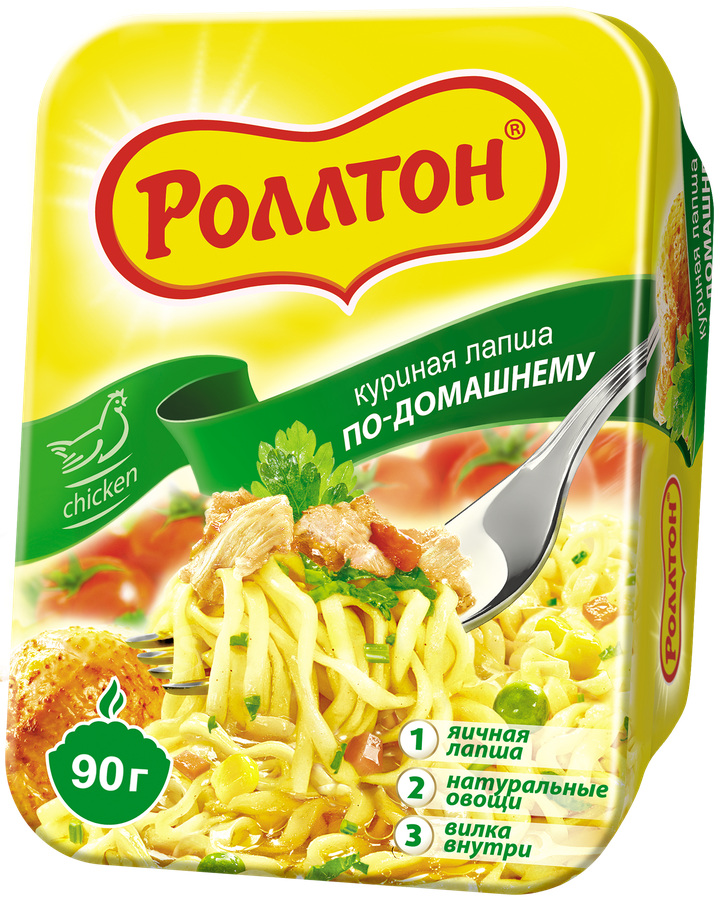 Фотогрфия Лапша Роллтон куриная по-домашнему 90г (лоток) - Market#22