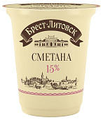 БЗМЖ Сметана 15% 300г Брест-Литовск