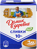 БЗМЖ Сливки стерил. 10% 200г т/пак. Домик в деревне